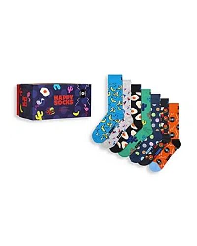 Happy Socks Seven Days Crew Socks Gift Set, Pack Of 7 In Turquoise