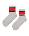 Happy Socks Simple Stripe 1/2 Crew Sneaker Socks In Gray