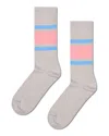 Happy Socks Simple Stripe Sneaker Socks In Neutral