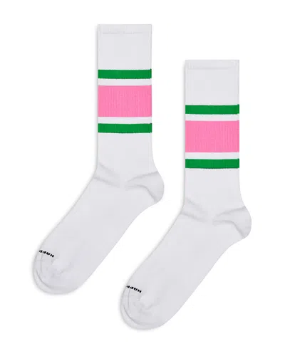 Happy Socks Simple Stripe Sneaker Socks In White