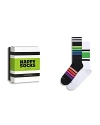 Happy Socks Assorted 2-pack Stripe Sneaker Crew Socks Gift Box In Black