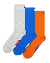 Happy Socks Solid Crew Socks, Pack Of 3 In Grey