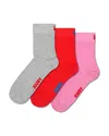 Happy Socks Solid Half Crew Socks, Pack Of 3 In Blue