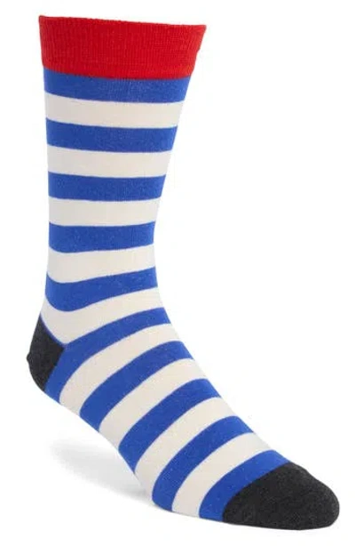 Happy Socks Stripe Crew Socks In Blue