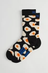 HAPPY SOCKS SUNNY SIDE UP CREW SOCK IN BLACK, MEN'S AT URBAN OUTFITTERS