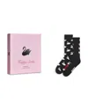 Happy Socks Swan & Bow Socks Gift Set, Pack Of 2 In Black