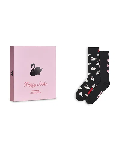 Happy Socks Swan & Bow Socks Gift Set, Pack Of 2 In Pink