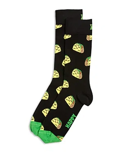 Happy Socks Taco To Go Crew Socks In Green