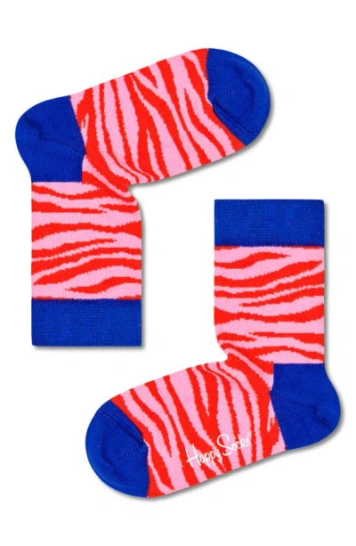 Happy Socks Kids' Wwf 4-pack Cotton Blend Sock Gift Set In Pink