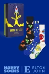 Happy Socks Elton John Crew Socks Gift Box, Pack Of 3 In Black Multi