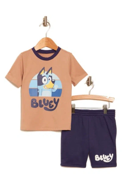 Happy Threads Kids' Bluey Graphic T-shirt & Shorts Set In Brown