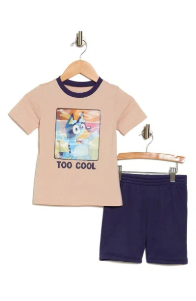Happy Threads Kids' Bluey Too Cool Graphic T-shirt & Shorts Set In Sand