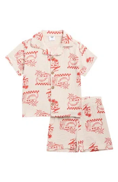 Happy Threads Kids' Disney® Pixar® Cars Gauze Camp Shirt & Shorts Set In Pink