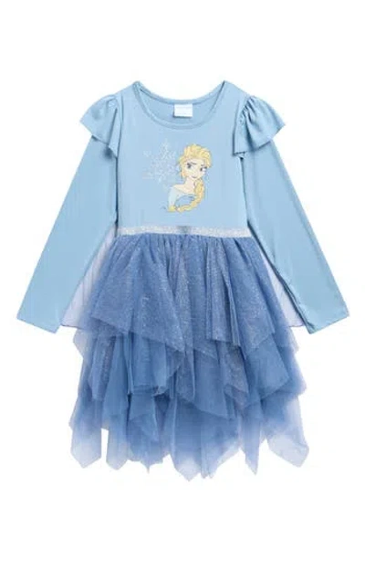 Happy Threads Babies'  Kids' Frozen Ballerina Ruffle Long Sleeve Tutu Party Dress In Blue
