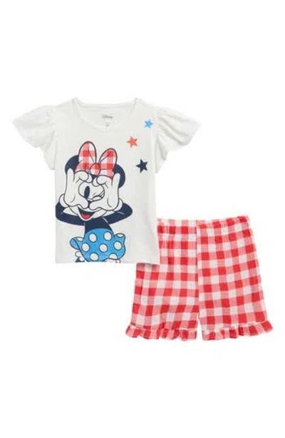Happy Threads Babies'  Kids' Minnie Graphic T-shirt & Gingham Shorts Set In Multi