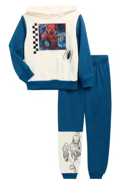 Happy Threads Kids' Spider-man Lenticular Hoodie & Joggers Set In Blue