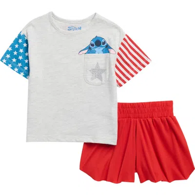 Happy Threads Babies'  Kids' X Disney Stitch Graphic T-shirt & Shorts Set In Multi