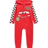 Happy Threads Pixar Cars Hooded Romper In Red