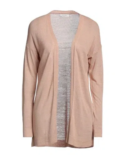 Happy25 Happy 25 Woman Cardigan Sand Size 4 Viscose, Linen, Polyamide In Beige