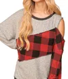Haptics Asymmetrical Cold Shoulder Sweater In Grey In Grey