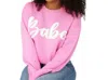 Haptics Babe Embroidered Knit Oversized Sweater In Pink In Pink
