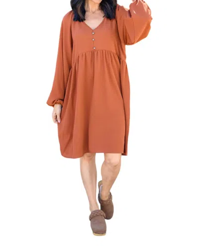 Haptics Babydoll Dress In Rust In Multi