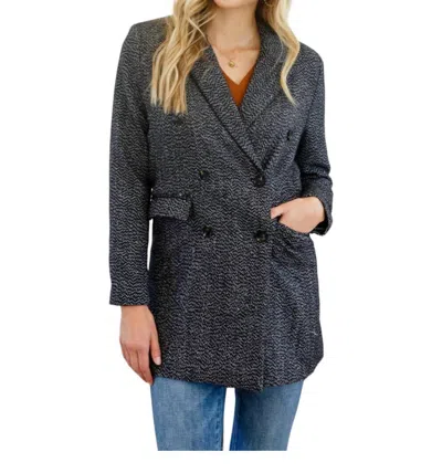 Haptics Button Down Blazer Jacket In Black In Grey