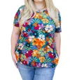 Haptics Can't Stop The Beat Floral Top In Blue In Multi