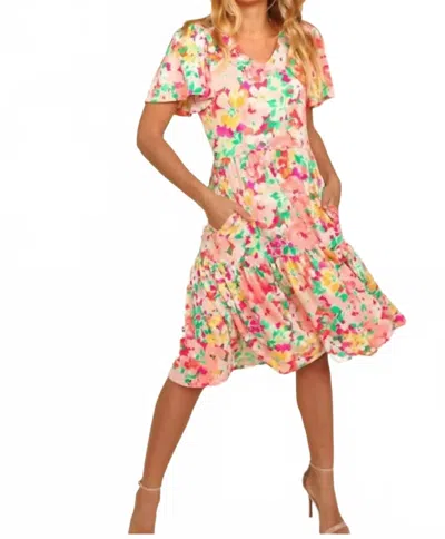 Haptics Canvas Of Florals Dress In White Multi