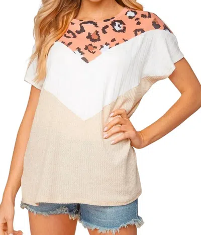 Haptics Chevron Short Sleeve Top In Multi