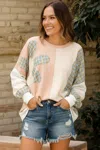 Haptics Color Block Oversized Pullover Top In Floral In Multi