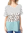 Haptics Colorblock Short Sleeve Top In Multi In Multi