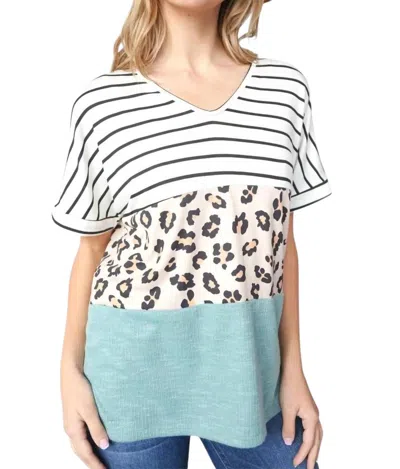 Haptics Colorblock Short Sleeve Top In Multi