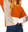 Haptics Colorblock Sweater In Rust In Multi