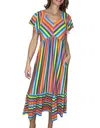 HAPTICS DRESS WITH SIDE POCKETS IN MULTICOLOR STRIPE
