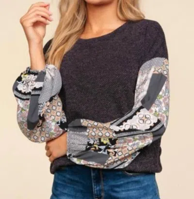 Haptics Drop Shoulder Color Block Top - Plus In Charcoal