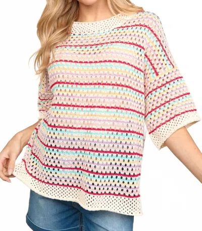 Haptics Elbow Sleeve Sweater-knit Top In Multi Color