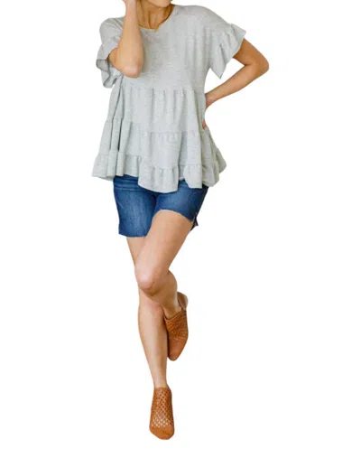 Haptics Endless Memories Tiered Babydoll Top In Grey
