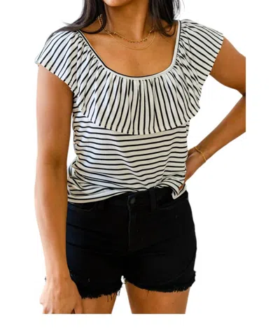 HAPTICS EXTRA TIME STRIPED TOP IN BLACK AND WHITE