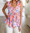 HAPTICS FEELING GROOVY FLORAL TANK IN FLORAL BLUE