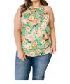 Haptics Fiddle Dee Dee Floral Halter Top Shirt In Green In Multi