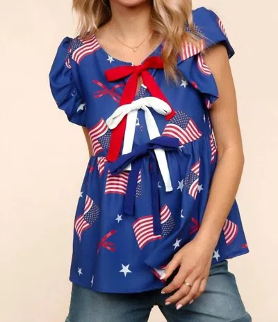 Haptics Fit For Freedom Scoopneck Top In Blue Multi