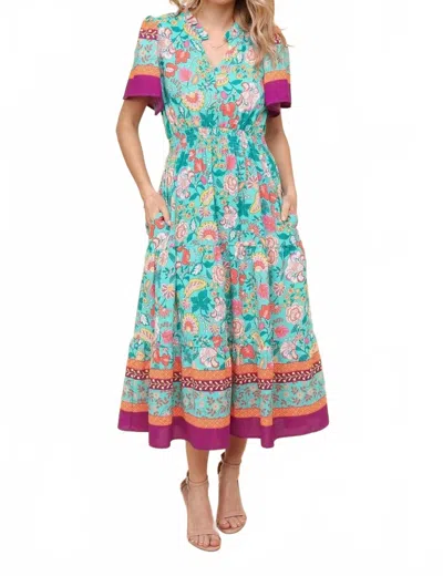 Haptics Floral Border Print Maxi Dress In Mint In Blue