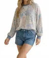 Haptics Oversized Patchwork Sweatshirt Top In Blue In Multi