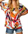 Haptics Geometric Loose Fit Short Sleeve Top In Multicolor In Multi