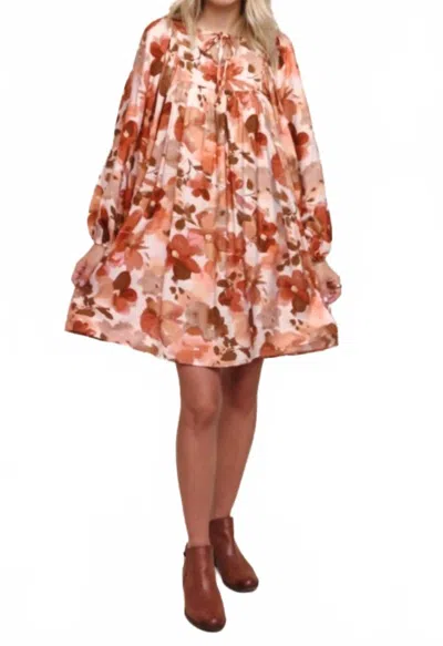 Haptics Hanna Mini Dress In Rust Floral In Brown