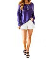 Haptics Happiest In Spring Long Sleeve Henley Top In Violet In Purple