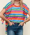 Haptics High Low Stripe Print Knit Top In Multicolor In Multi