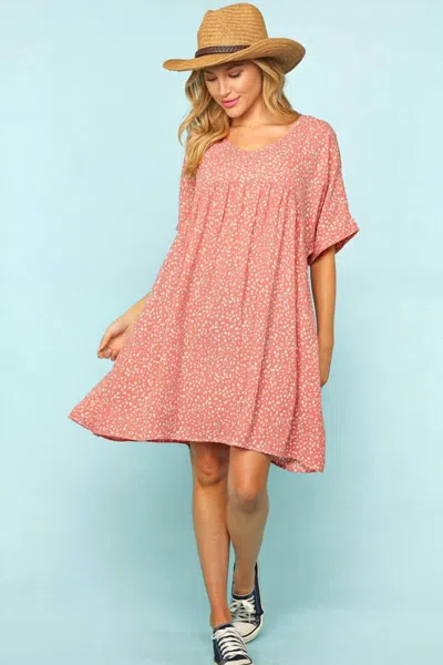 Haptics Holly Mini Babydoll Dress In Mauve Pink In Multi