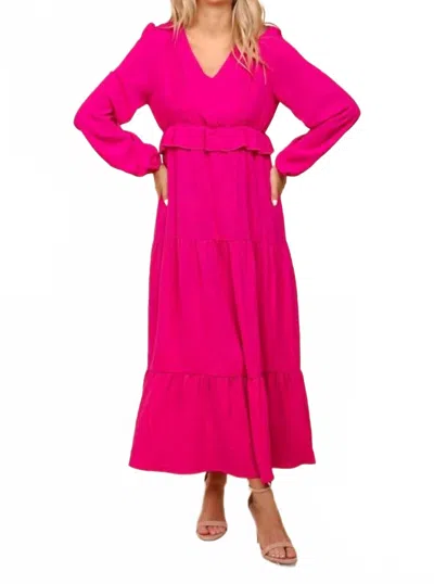 Haptics Holly Pintuck Midi Dress In Berry In Pink